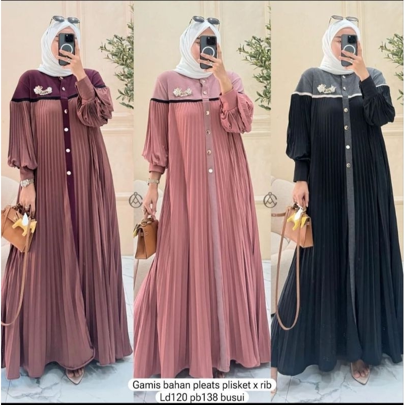 GAMIS CASUAL WANITA TERBARU BAHAN JERSEY MIX COMBED PLISKET PREMIUM