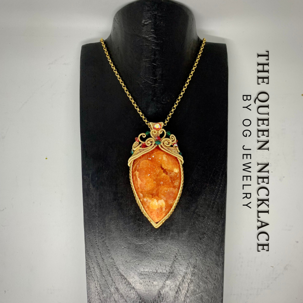 OG Jewelry Kalung The Queen Batu Druzy Orange K17