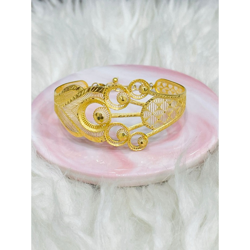 gelang kerawang bola bola kristal emas asli kadar 700