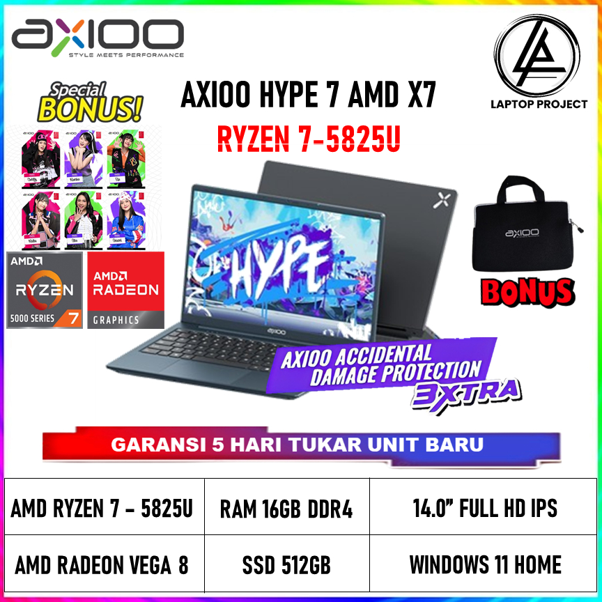 Laptop Axioo Hype 7 AMD X7-2 Ryzen 7 5825U 16GB SSD 512GB 14.0 FHD IPS Windows 11 Pro - Hype 7 X7-2
