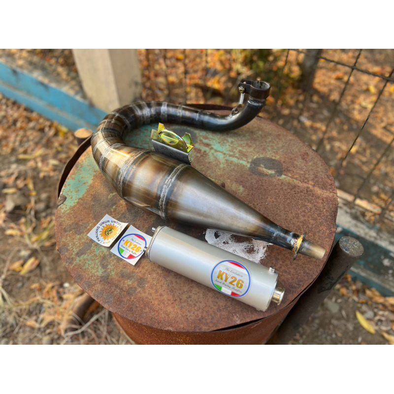 Knalpot Racing Vespa Buang Kiri Knockdown Alumunium Spek Tuneup Original by KY26 Racing