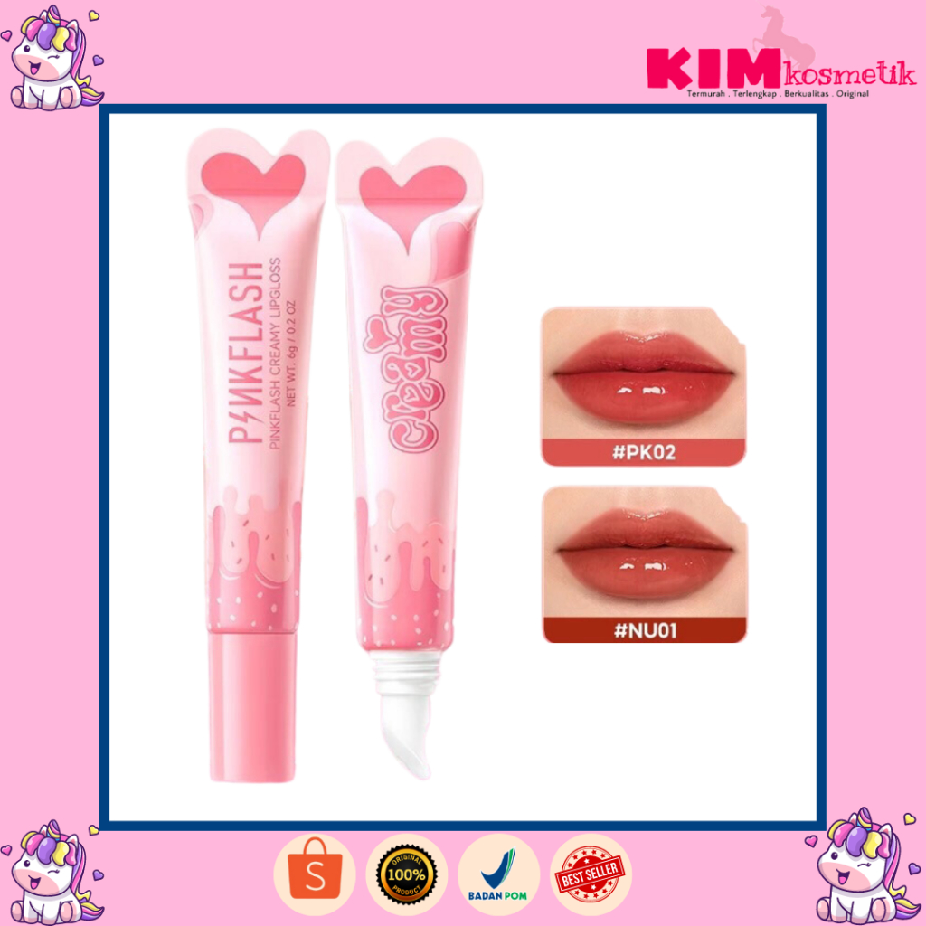 PINKFLASH Creamy Lipgloss Watery Glow Hydrating Lipgloss 6 gr