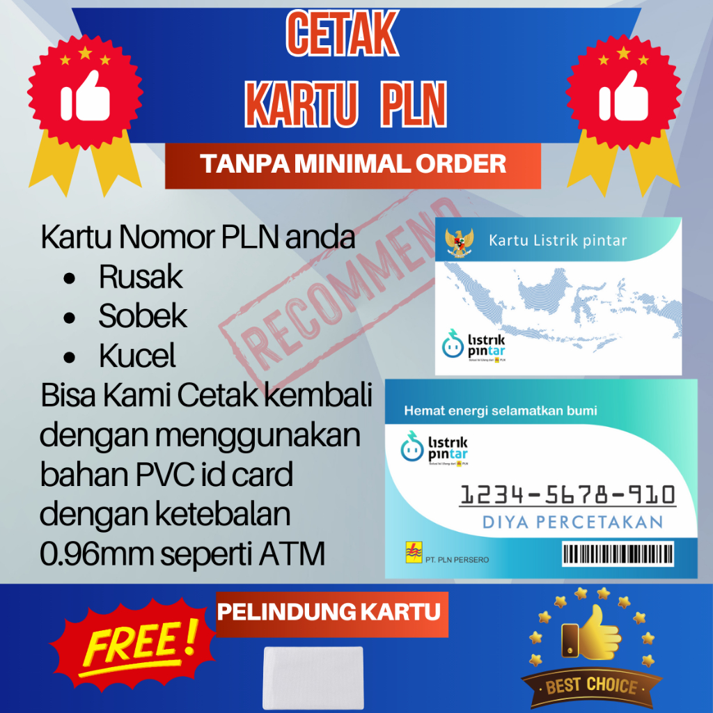 

Cetak kartu PLN bahan PVC Id Card Ketebalan 0.96mm