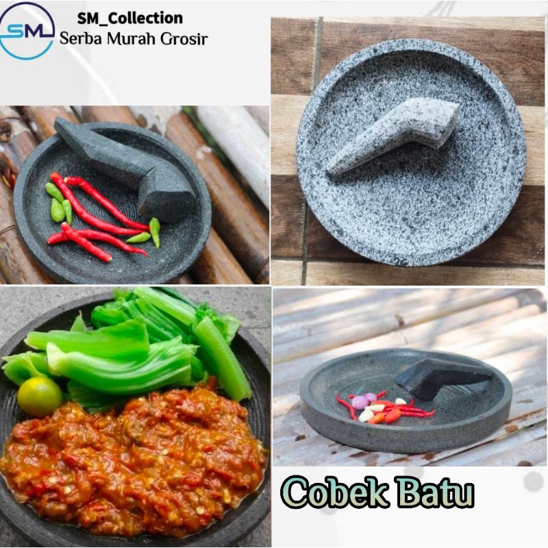 Cobek batu/cobek asli/cobek batu premium/cobek+ulekan/cobek batu halus+uleg