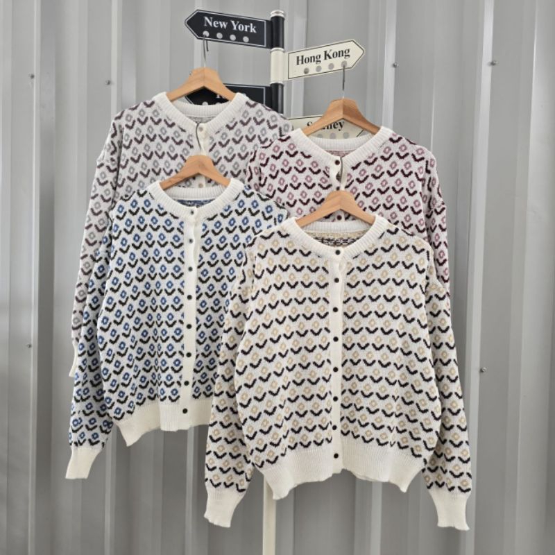 outer rajut little flower cardy rajut baju rajut wanita