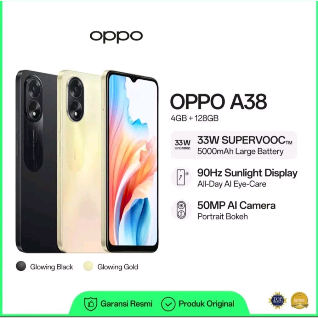 OppoA38 [4GB+128GB 6GB+128GB] Garansi Resmi 1 Tahun