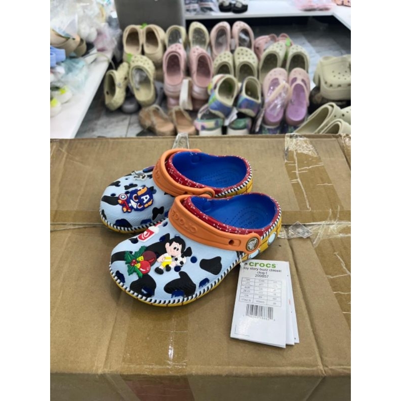 Sandal crocs anak toy story buzz classic  And Woody kids clog /sandal anak Crocs lengkap jibbitz