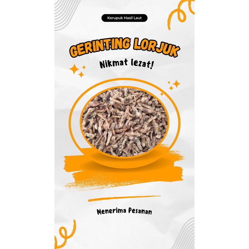 

Lorjuk ( kerang bambu ) matang kriuk per 100 gram