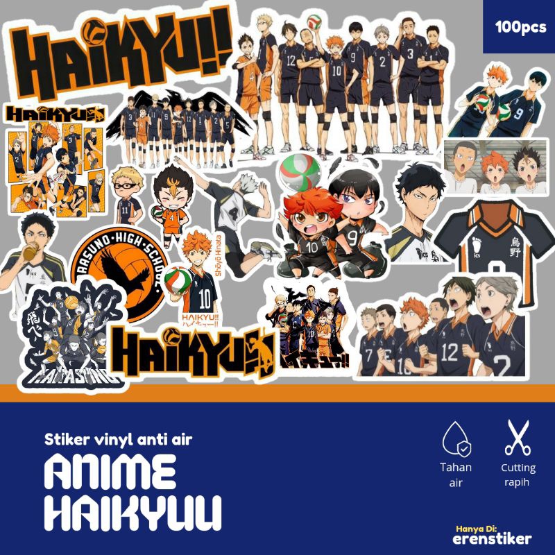 

stiker Anti air vinyl susu murah kualitas mewah edisi gambar kartun anime haikyuu jepang bola volley, stiker hp stiker laptop stiker Tumbler