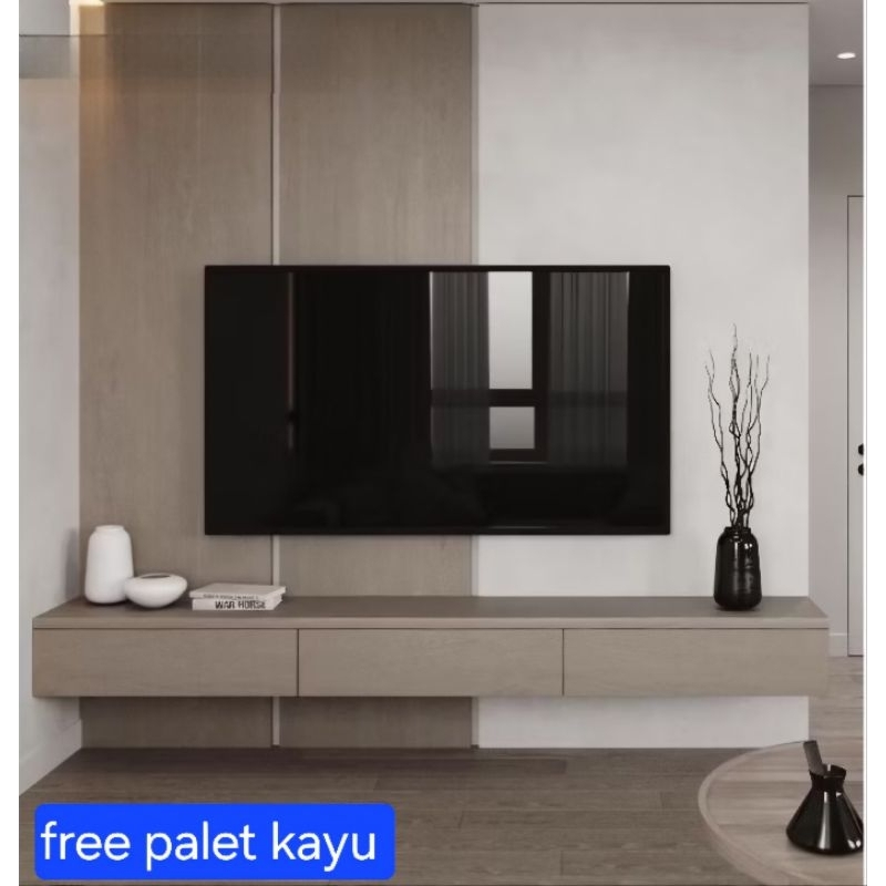 Meja tv minimalis gantung tempel dinding