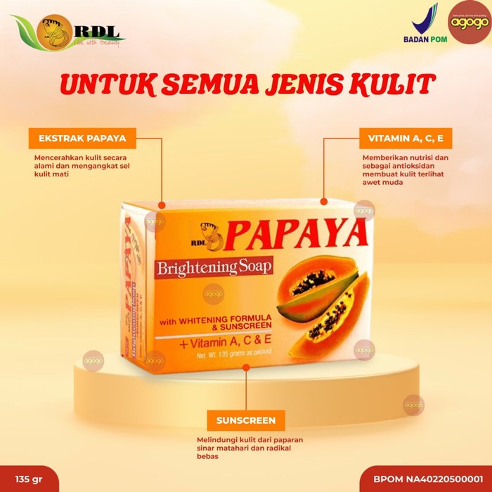 Kosmetik Sabun Papaya RDL Papaya Brightening Soap - Sabun Pepaya  Papaya Soap - Whitening Soap