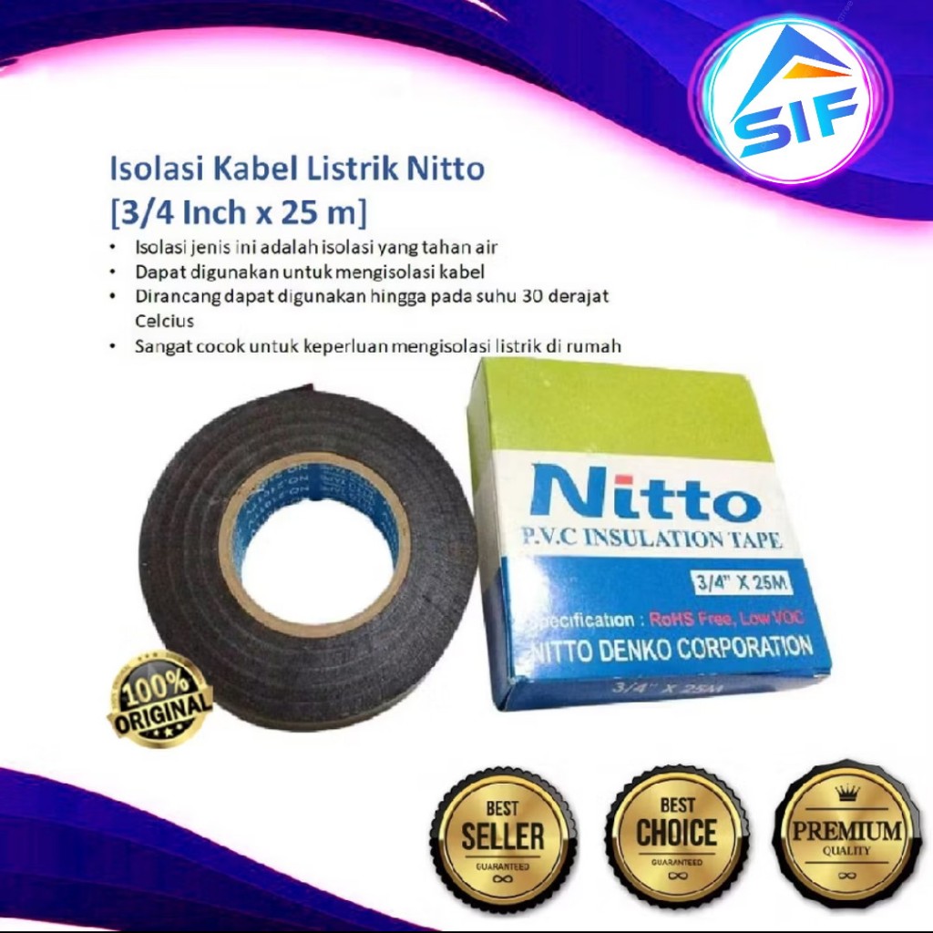 

Solasi Listrik Nitto Original - Isolasi Lakban Hitam Sambungan Kabe Listrik Tahan Panas Ori