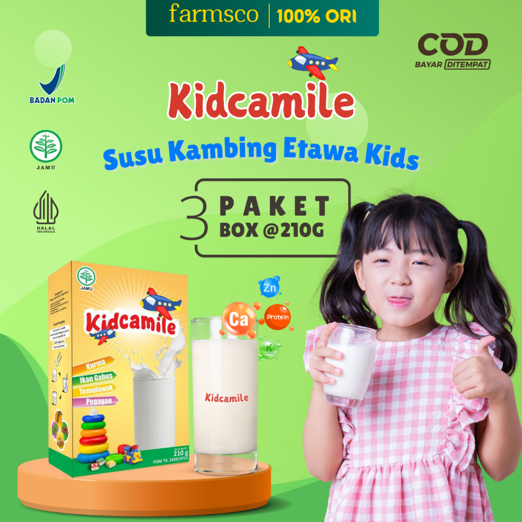 

[PAKET 3 BOX] Kidcamile Susu Kambing Etawa Kids Plus Herbal Meningkatkan Berat Badan Anak