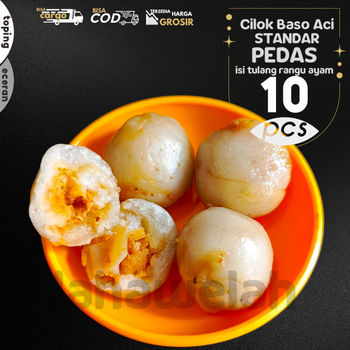

Baso Aci CILOK STANDAR 10pcs pentol isi TULANG RANGU/Rawan Ayam PEDAS by Lahawelah