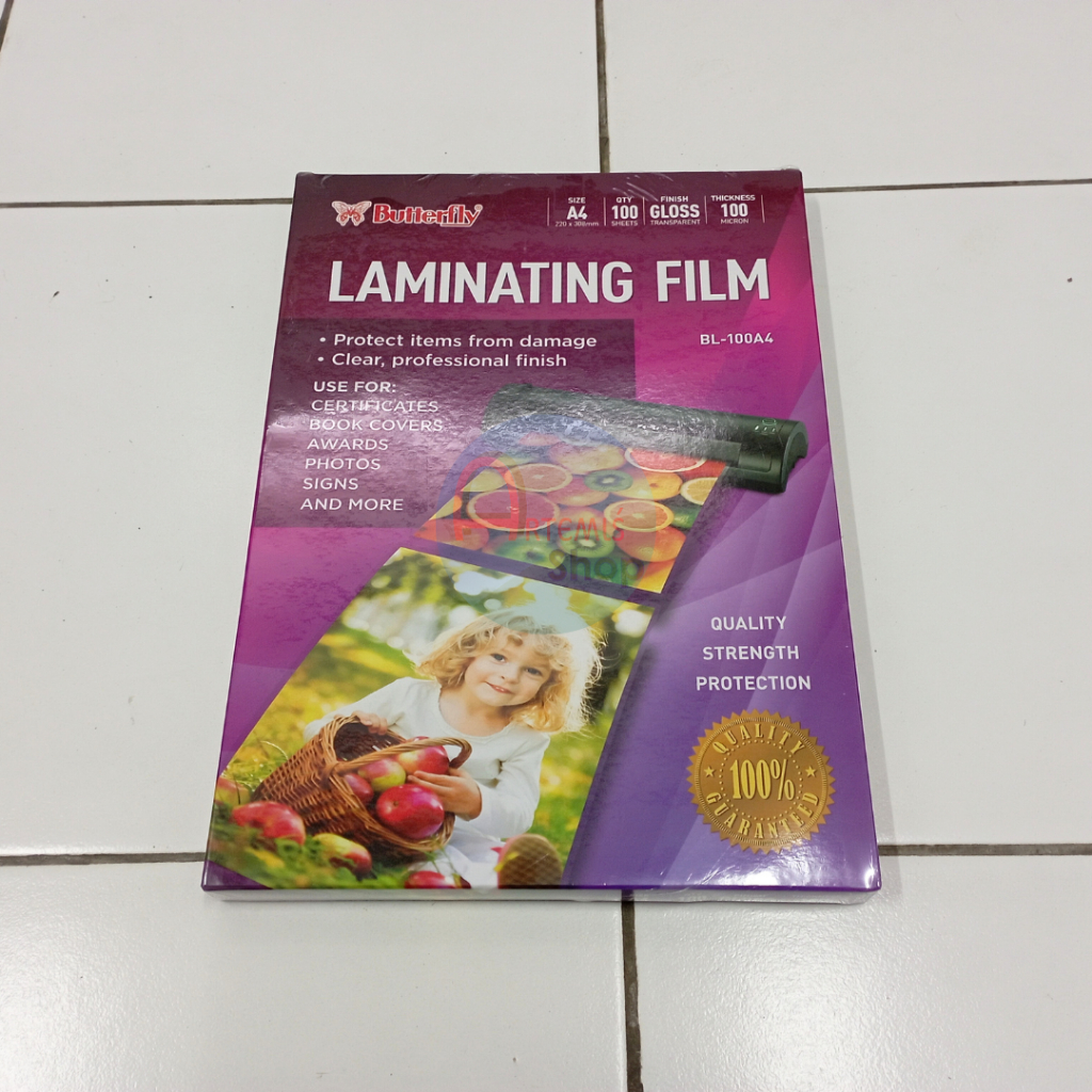 

Plastik Laminating BUTTERFLY A4 Isi 100 Lembar BL-100A4