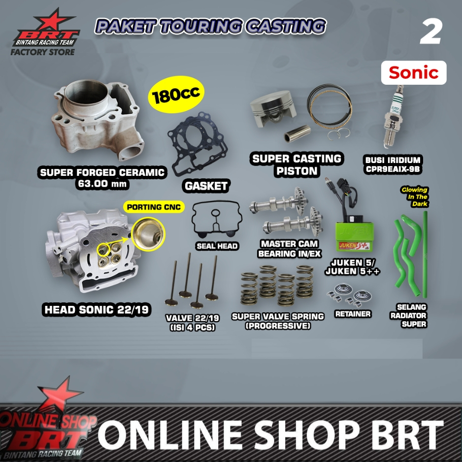 PAKET BORE UP TOURING CASTING 2 & 4 BRT SONIC NEW CBR 150 CB 150R SUPRA GTR 150
