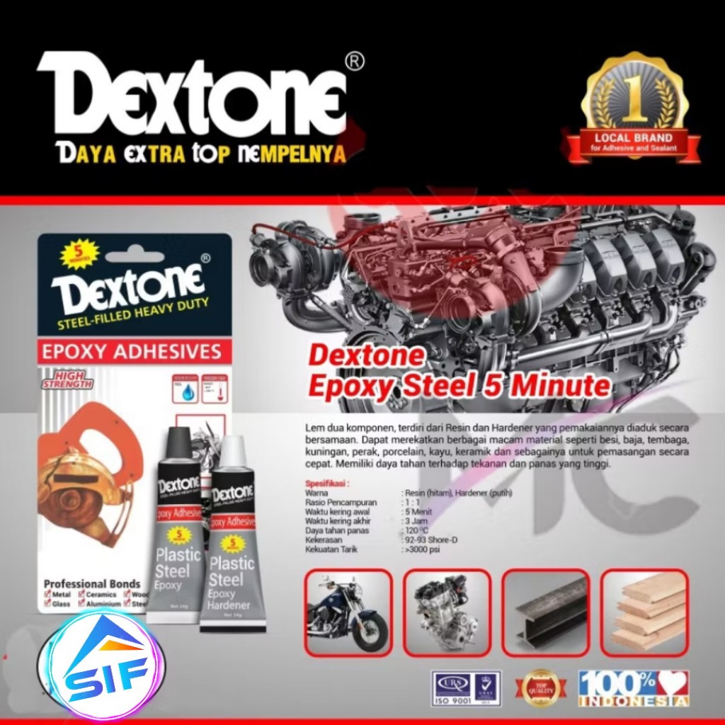 

Lem Besi Dextone Epoxy Plastik Steel Epoxy 5 Menit Besi Baja Tembaga Stainless Steel Alumunium Plastik Kayu Keramik Super Kuat Ori