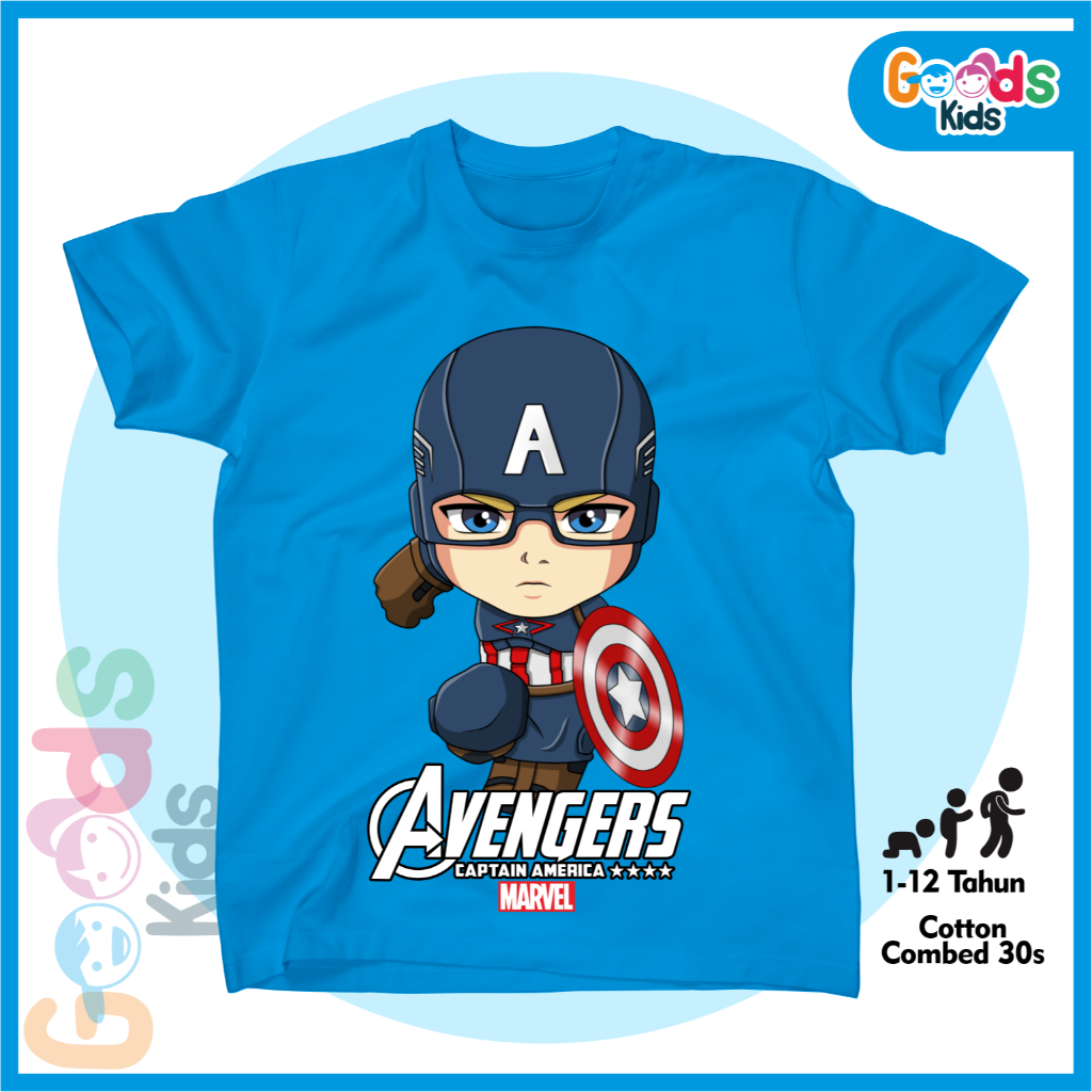 Baju Kaos Anak Marvel Captain America Kaos Anak Laki Laki Perempuan Premium Goods Kids