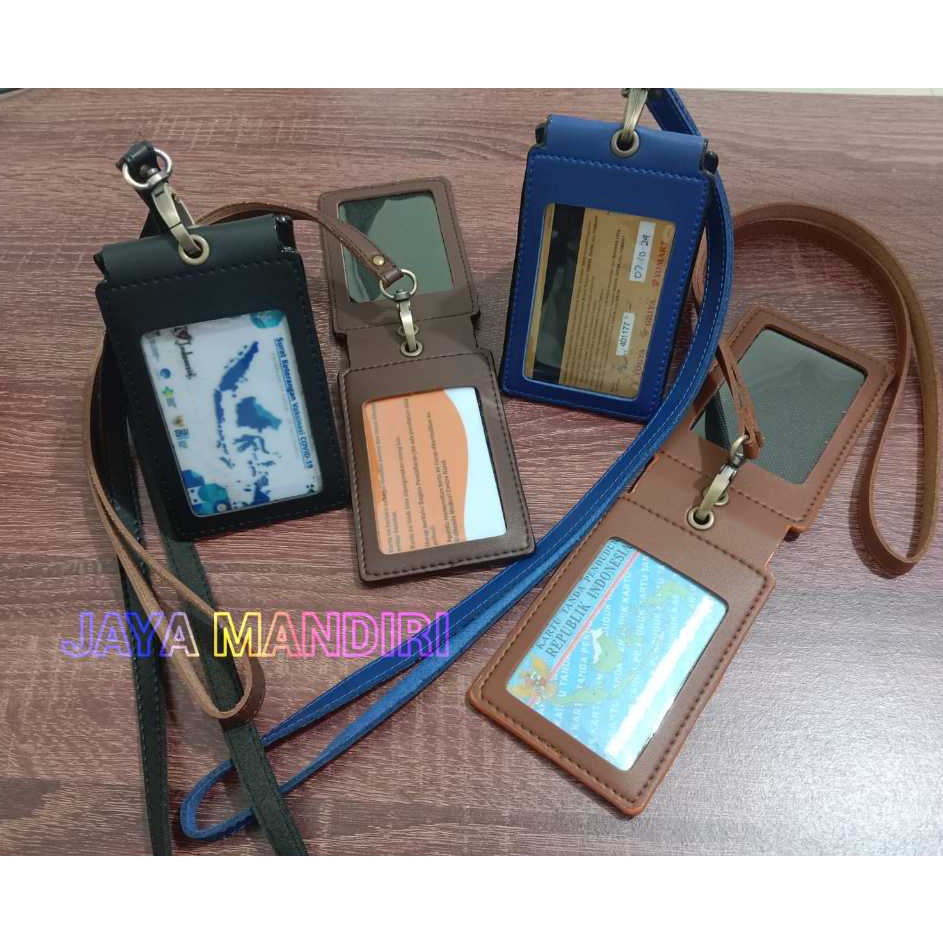 

Kejar Grosir Id Card name tag kulit Holder Double Flip Magnet Terbaru