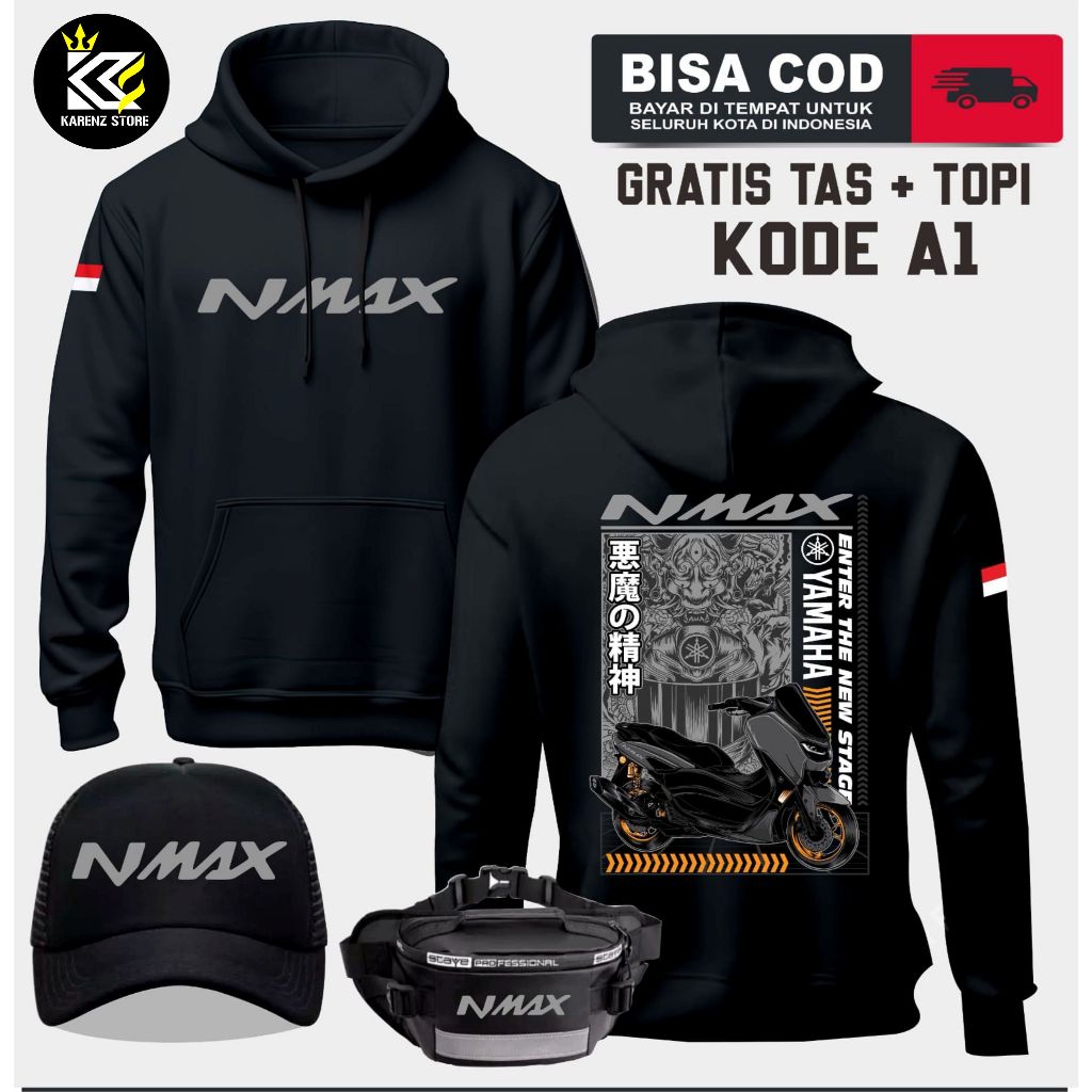 HOODIE NMAX JAKET NMAX TERBARU + TOPI DAN TAS SWEATER NMAX ORIGINAL | KARENZ-STORE