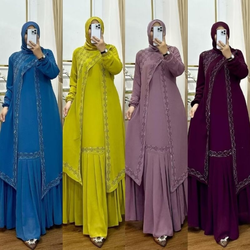 (NEW 2024) TEENA DRESS - BAJU DRESS GAMIS CERUTY BABYDOLL MIX SWAROVSKI LAYER UNTUK PESTA KONDANGAN 