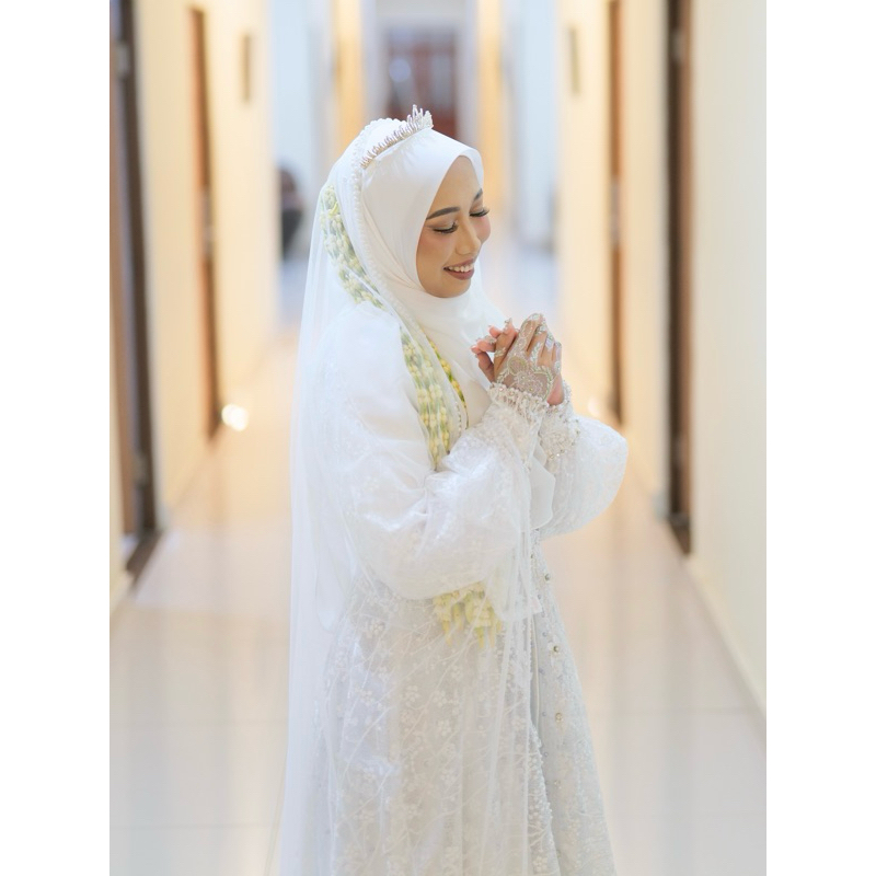 Gaun Akad Nikah Syari Mewah Pengantin Muslimah Wedding Dress