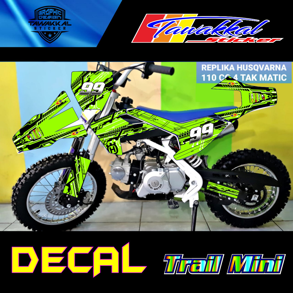 Sticker Decal Untuk Motor Trail Mini LENKA MXGP27 Replika Husq 110cc Motif Electro