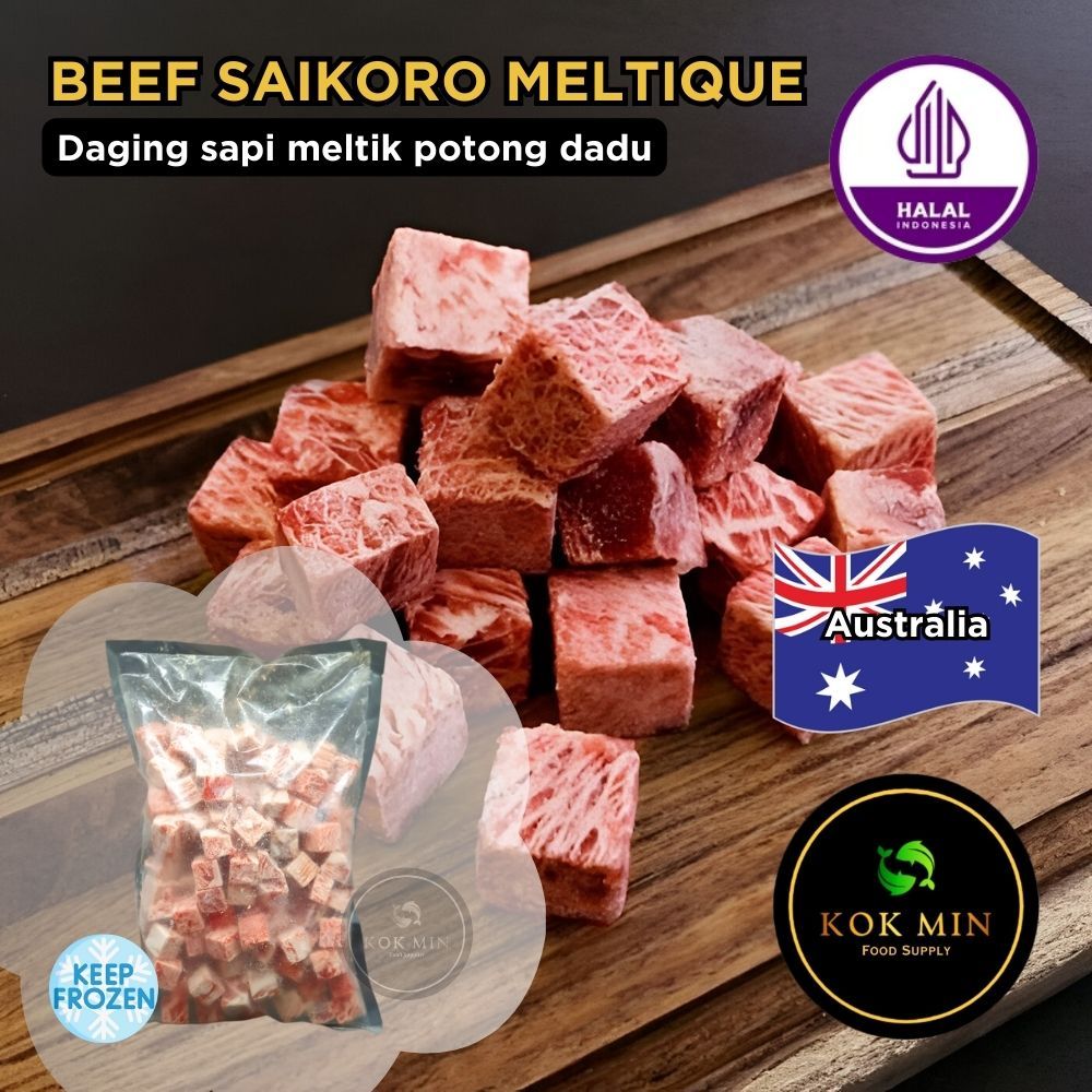 

Beef Saikoro Meltique / Daging Sapi Meltik Bentuk Dadu / Meltique Beef Cube Cut - 1000 gram