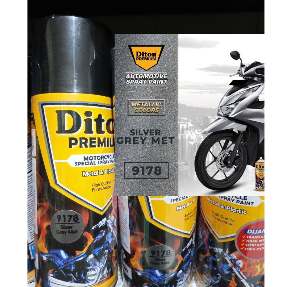 Pilok Cat Pilox DITON Premium 9178 Silver Grey Met / Abu2 Metalik / Abu2 Perak (400cc)