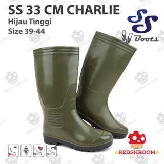 Sepatu Boot Tinggi SS boots Charlie Hijau Boots Karet Lokal Anti Air & Slip Nyaman Ringan Kuat Perkebunan