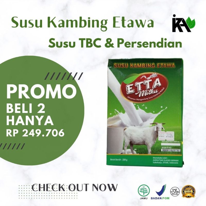 

PAKET 1 SUSU ETAWA / SUSU TBC / SUSU MULTIVITAMIN PERSENDIAN/ SUSU KAMBING ETAWA