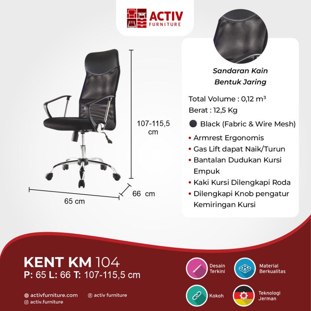 Kursi Kerja/Kursi Manager – Kent KM 104 – Activ Furniture