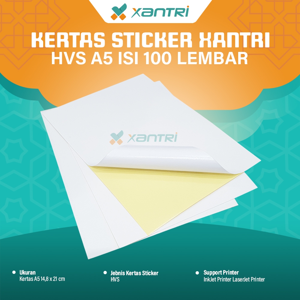 

Xantri - Kertas Sticker A5 Kertas Stiker A5 Inkjet Laser Jet isi 100 Lembar