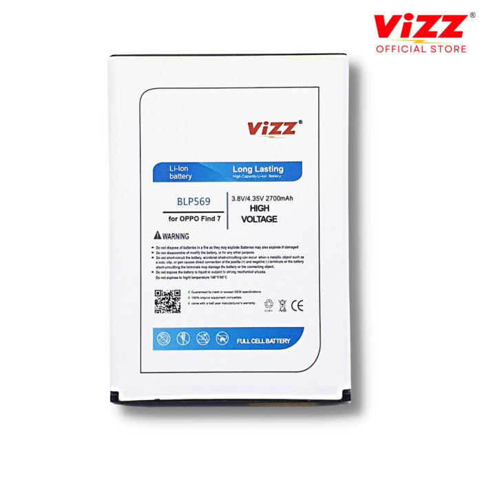 Baterai Batre Vizz BLP569 / Find 7 / Find 7A Original Vizz
