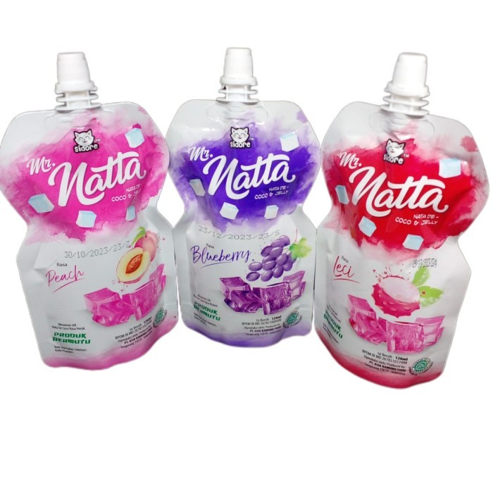 

SIDORE MR NATTA JELLY 126ml NATA DE COCO POUCH HONEY PEACH LECI BLUEBERRY MR.NATTA MAKANAN MINUMAN JELI RINGAN CEMILAN ANAK GROSIR MURAH 126 ml