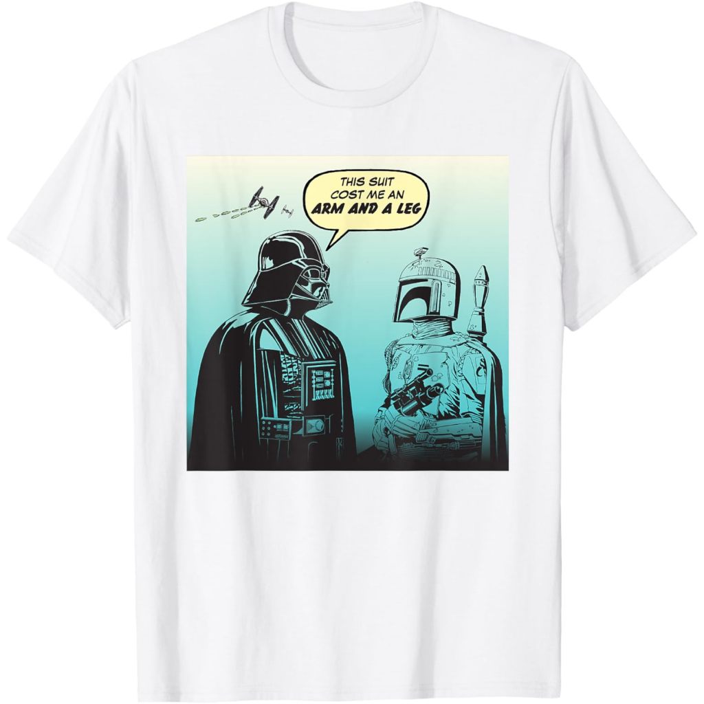 Baju Kaos Anak Star Wars Funny Darth Vader and Boba Fett Comic T-Shirt Pakaian Atasan Fashion Laki C