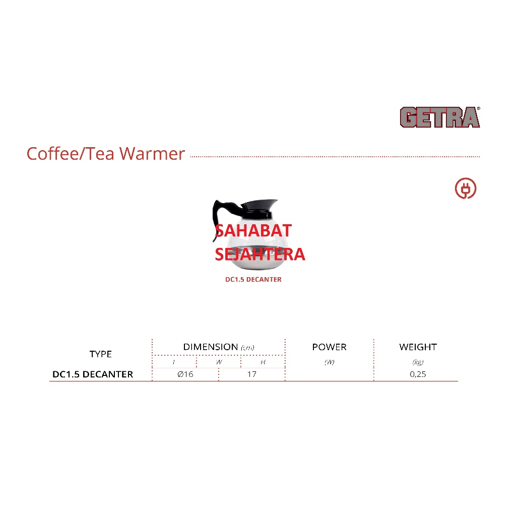 GETRA Coffee/Tea Warmer DECANTER Tempat menghangatkan kopi