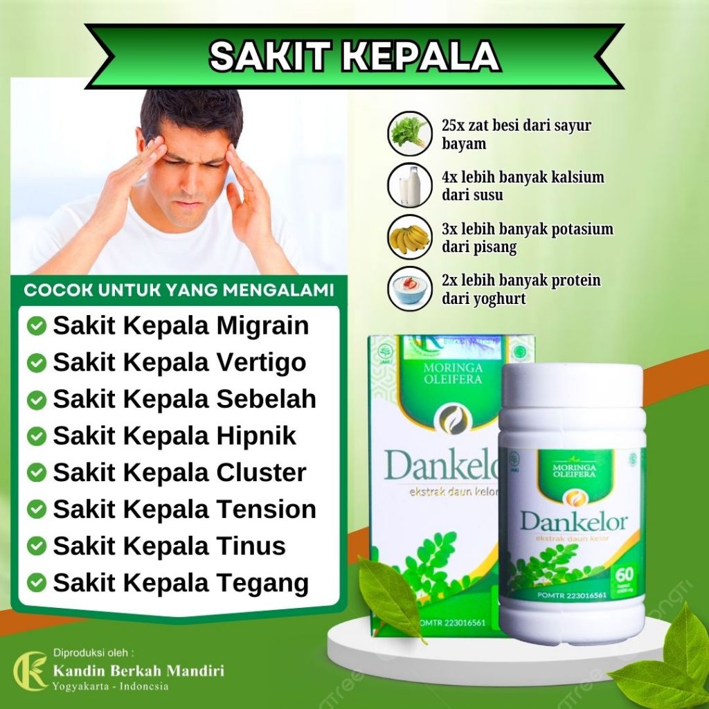 Obat Sakit Kepala, Obat Vertigo, Sakit Kepala Migrain, Sakit Kepala Sebelah Dankelor Original
