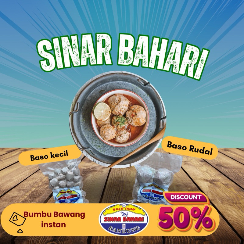 

Baso Ikan sinar bahari isi Jando 4 pcs + baso kecil 25 pcs free bumbu bawang