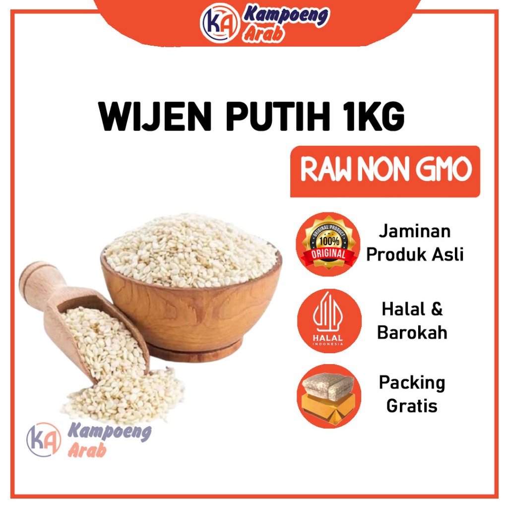 

WIJEN PUTIH 1KG ORGANIC Kualitas Bagus WHITE SESAME SEEDS RAW Natural Premium Original