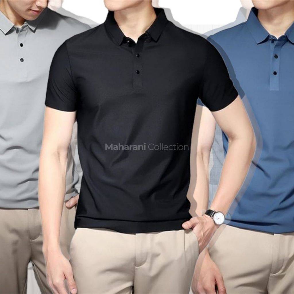 Kaos Polo Shirt Pria Polos Dry Fit Kerah Golf Seamless Premium