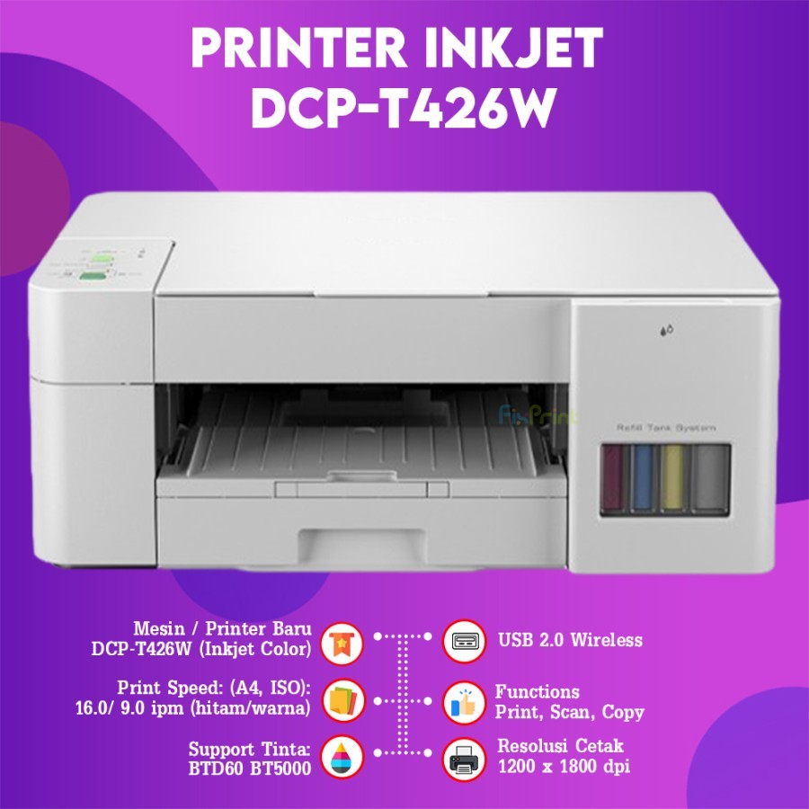 FixPrint Printer Brother DCP-T530DW / T520DW DCP T420W T426W Ink Tank Multifungsi Garansi Resmi Orig