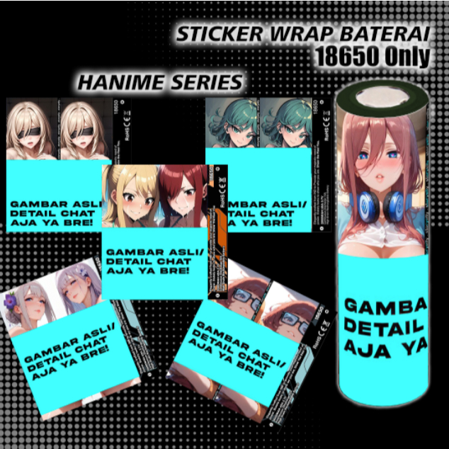 STORYELLY - Pelindung Baterai - Stikerskin Wrap Baterai 18650 Motif Anime