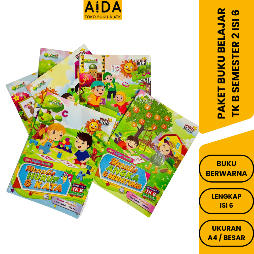 Paket Buku TK B Semester 2 / Buku Paket Untuk TK B Semester 2 Lengkap ORI 6 set GOS