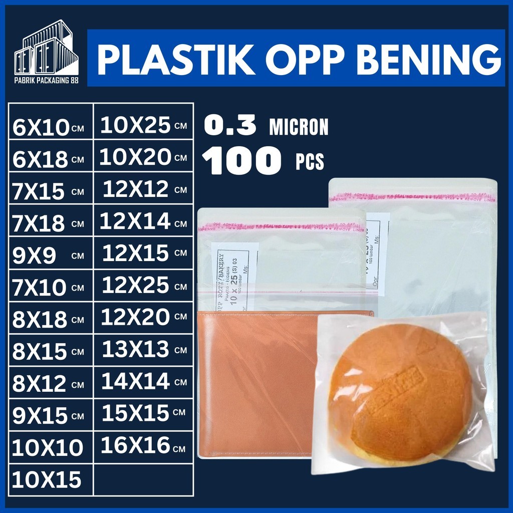 

Plastik OPP Roti Kue Cookies Kemasan OPP Seal Aksesoris Garment Pembungkus Makanan Isi 100 Bening Tebal Transparan