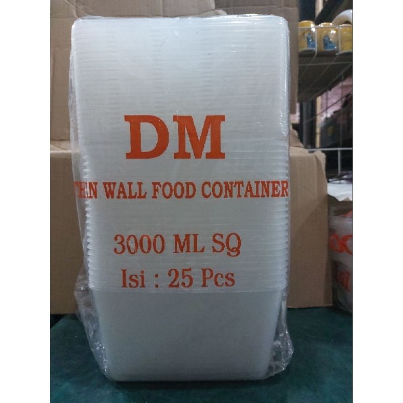 Thinwall DM SQ 3000 ml / 25 pcs / persegi / kotak