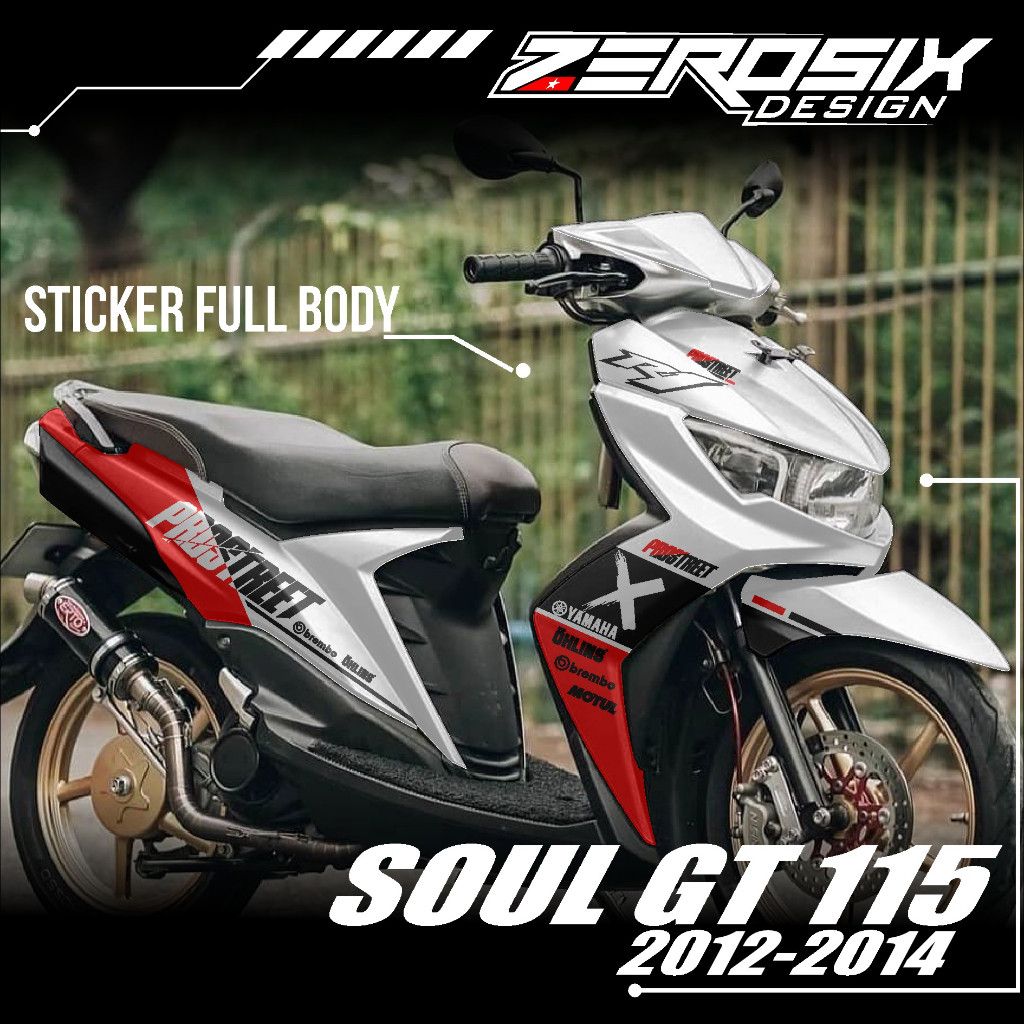 Stiker Decal Motor Mio SOUL GT 115 2012 2013 2014 2015 Full Body - Sticker SOUL GT Motif PROSTREET