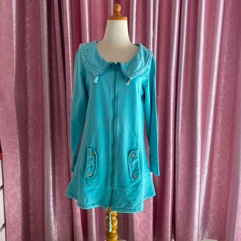 Preloved jaket Ninety Degrees hijau tosca
