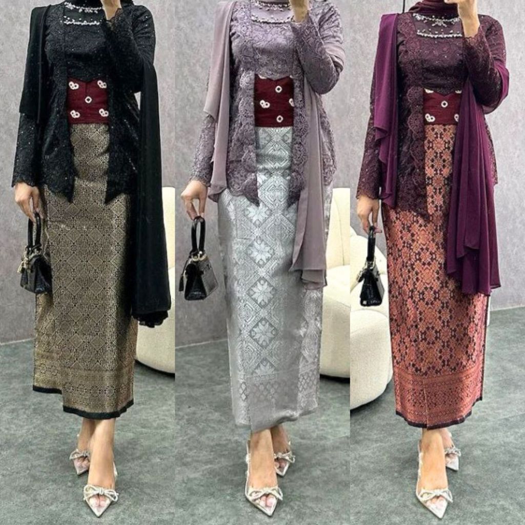 Rok Songket Kain Lilit Bawahan Kebaya Modern Kain Samping Lavender dan Warna Lain
