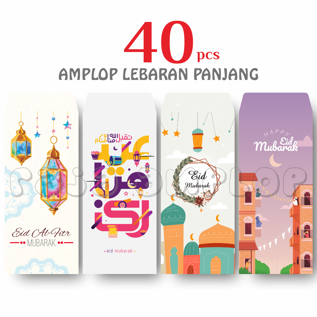 

RAJAamplop - Paket 40 lbr (MIX 4 Motif PANJANG) Angpao THR Lebaran Idul Fitri BESAR